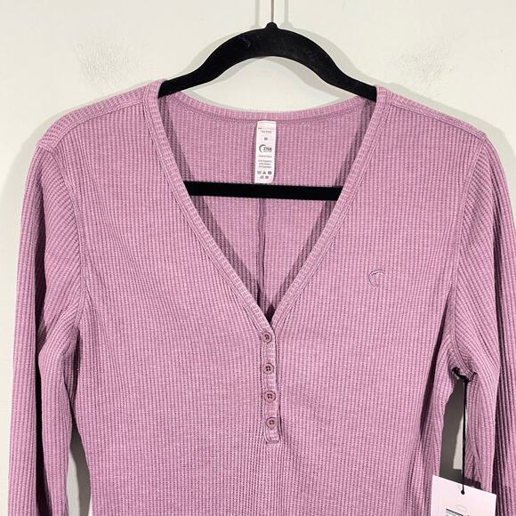 Zyia Active Purple Lilac Don't Wake Me Up Long Sleeve Thermal Henley Size M NWT - Picture 2 of 9